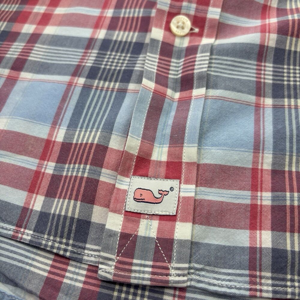 Vineyard Vines Murray Shirt Blue Red Plaid Mens M Cotton Long Sleeve Button Down - Picture 4 of 7